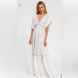 PITUSA Clara Pom-Pom Maxi Dress PETITE NEW WITH TAGS